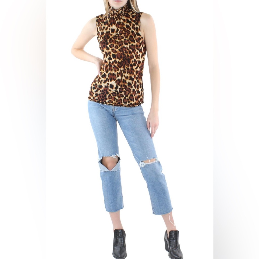 NWT- Generation Love Mock Neck Leopard Print Blouse Small